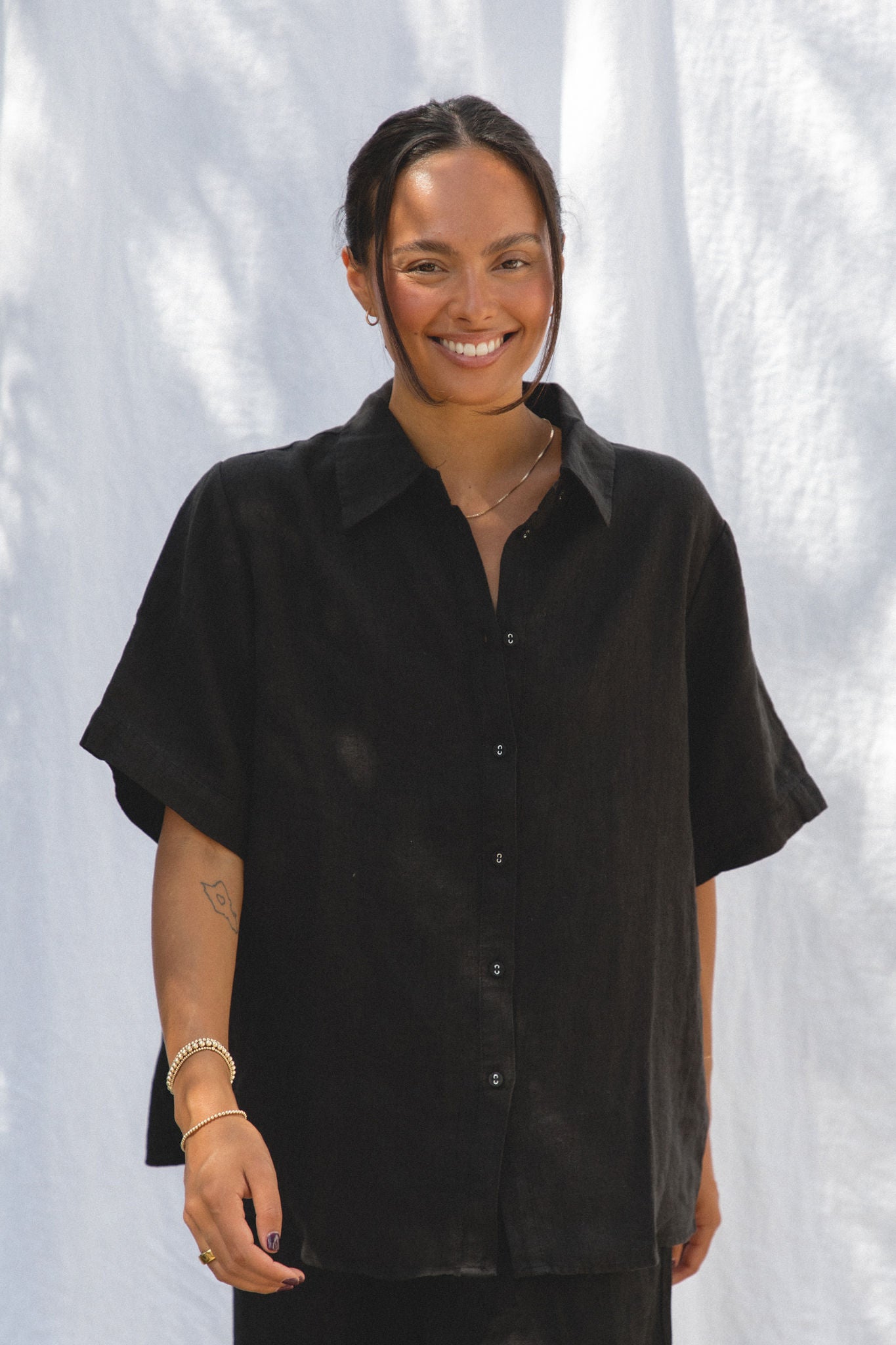 Women's Capri Linen Short Sleeve Button Down Shirt | Breathable Summer Blouse | Perfect for Beach Vacations & Casual Outings