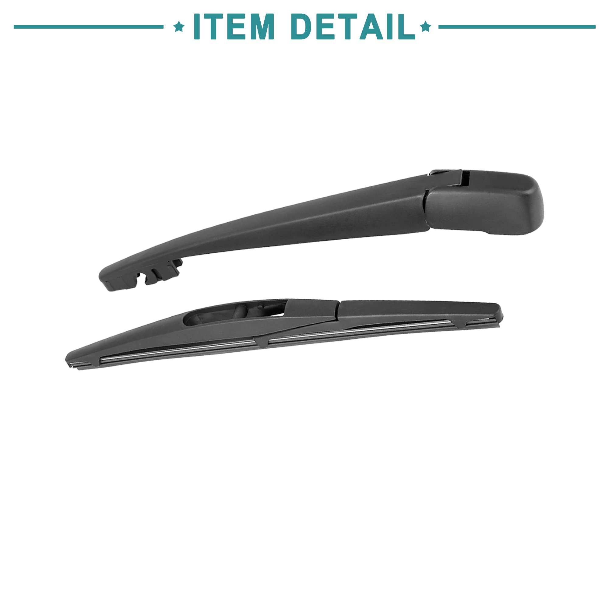 ACROPIX Rear Windshield Wiper Blade & Arm Replacement for Mitsubishi Outlander Sport - 1 Set Black - Perfect for Rainy Weather & Winter Driving Conditions