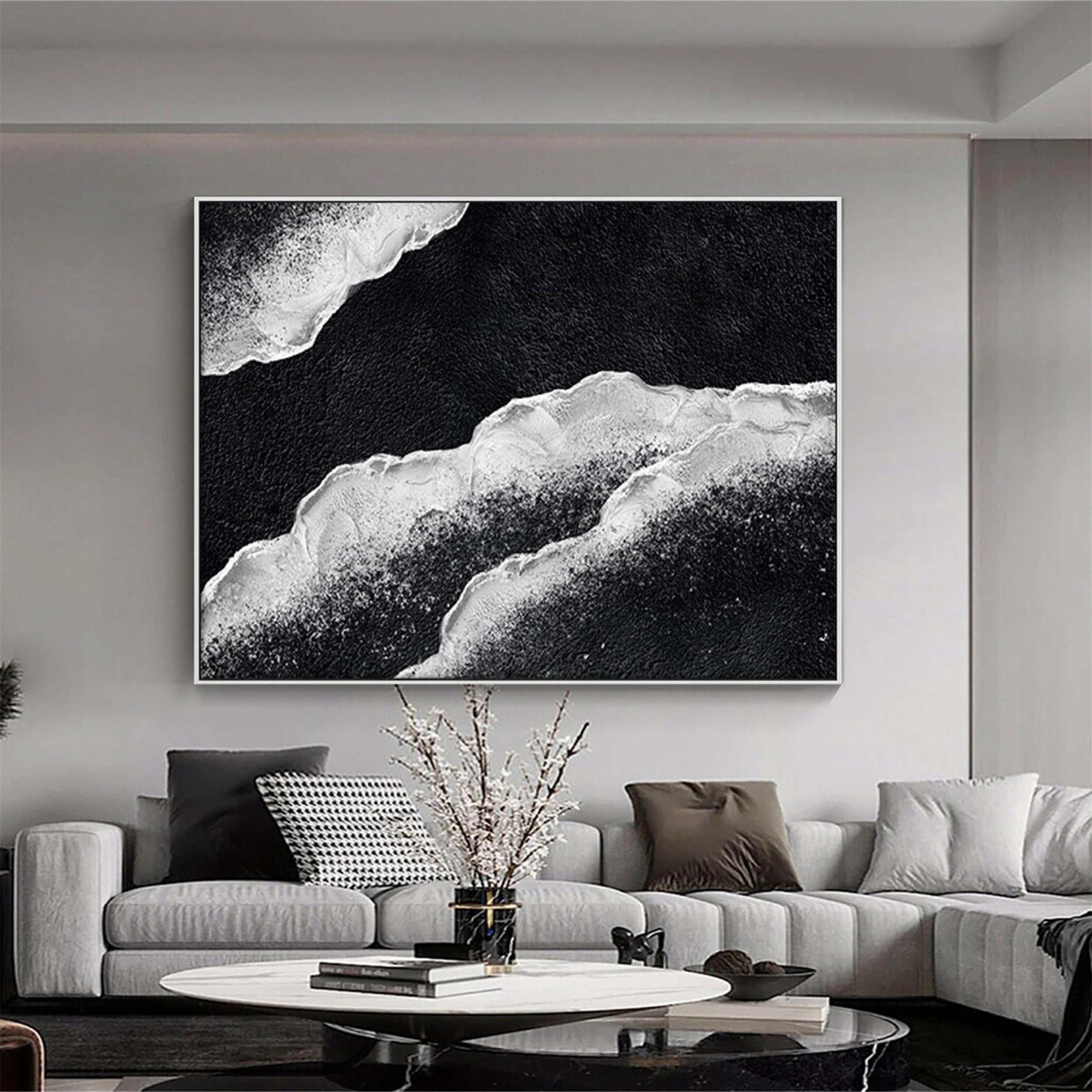 Ocean And Sky Painting #OS 114 - Handmade Canvas Wall Art for Home & Office Decor - Perfect for Living Room, Bedroom or Office Wall Decoration