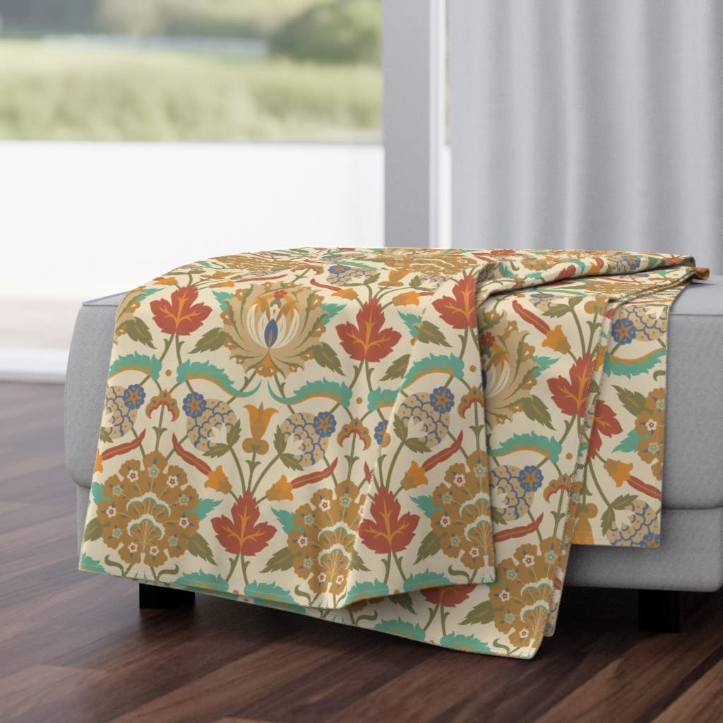 Soft Spoonflower Plush Minky Throw Blanket 50x70 Inches - Persian Damask Renaissance Medieval 836A Print Cozy Blanket | Perfect for Sofa, Bed, Couch & Home Decor
