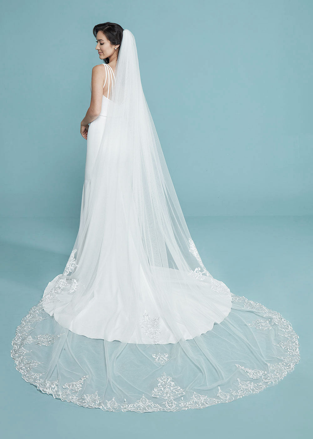 Juliana Veil - Elegant Bridal Veil with Lace Trim for Wedding Ceremonies & Special Occasions