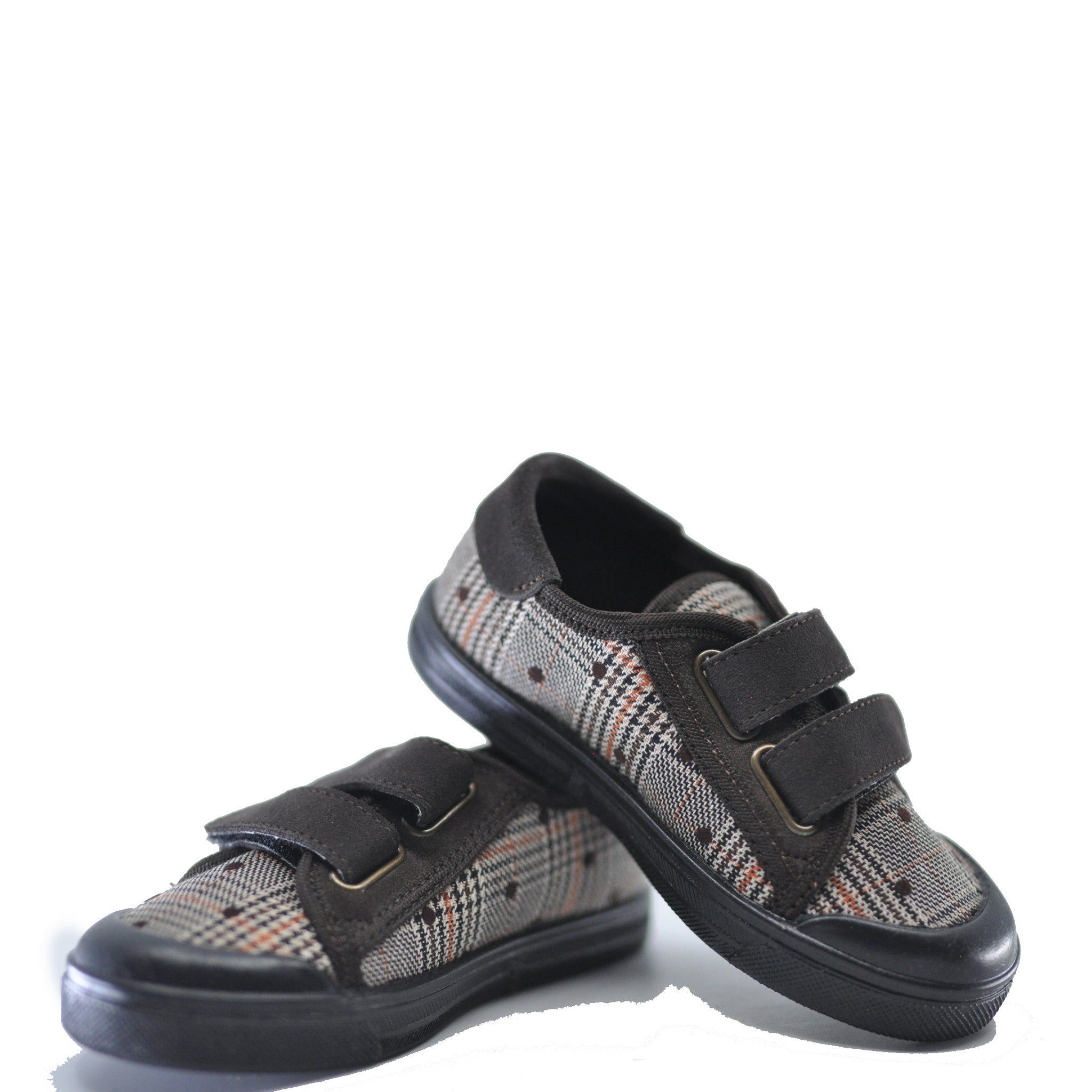 Pepe Brown Plaid Velcro Sneakers for Men - Comfortable Casual Shoes for Walking, Running & Everyday Wear - Stylish Non-Slip Athletic Footwear