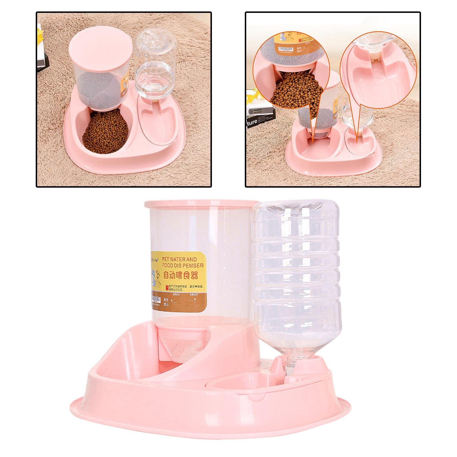 Lyla Automatic PET Water Dispenser for Cats, Dogs, and Puppies - Pink Pet Food & Water Feeder for Home, Office, and Travel Use
