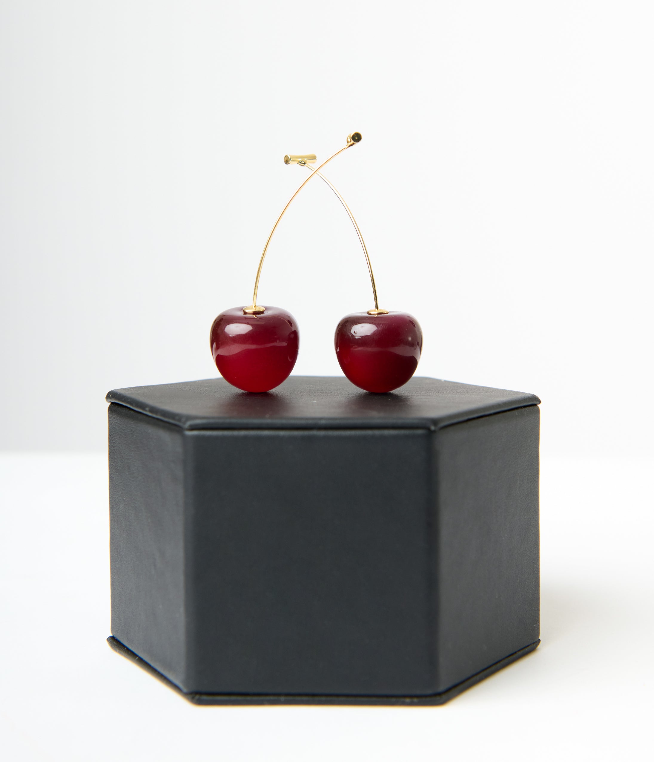 14K Gold Cherry Earrings with Stem - Elegant Dangle Drop Earrings for Women, Perfect for Weddings, Parties & Everyday Wear