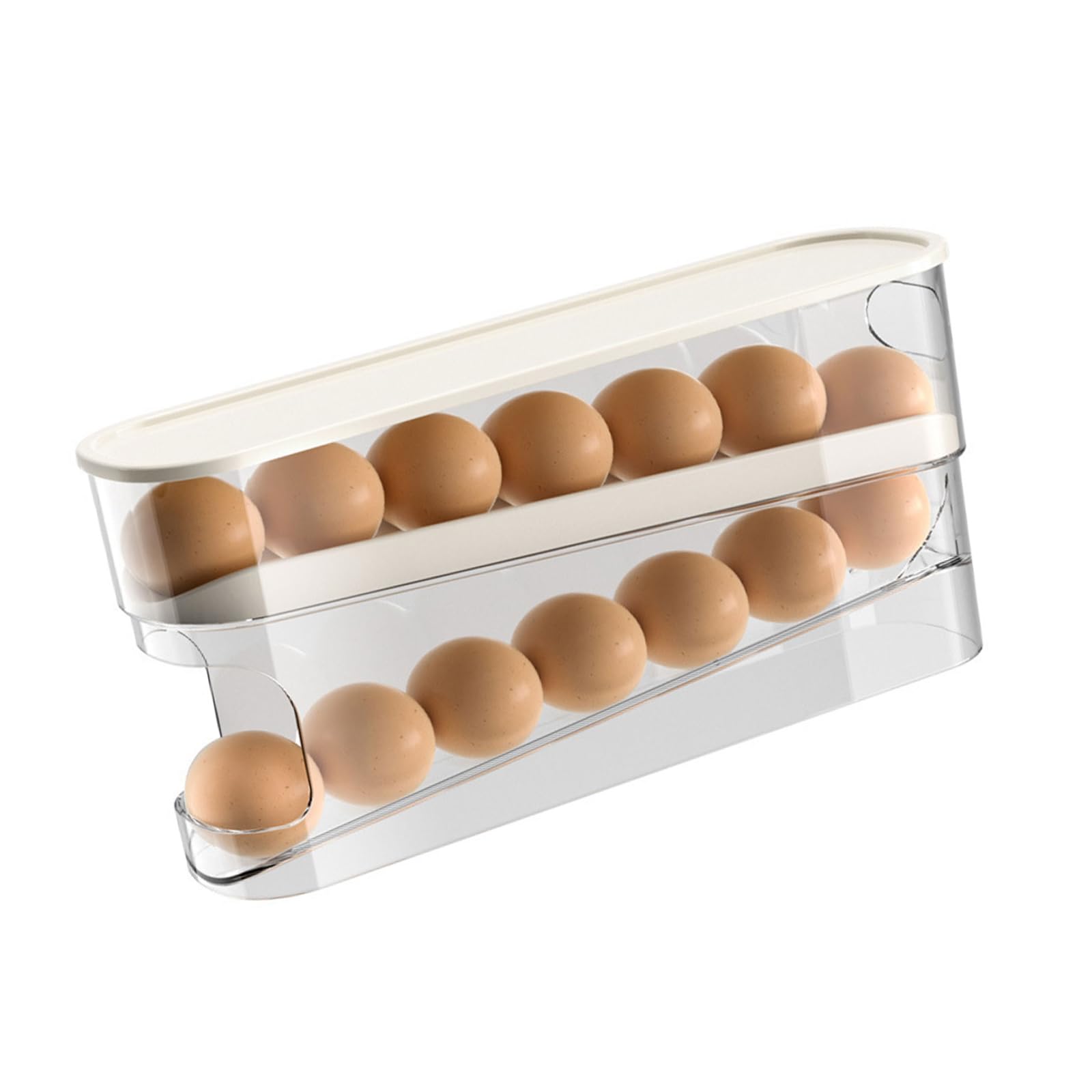 2 Layer Stackable Refrigerator Egg Organizer - Space Saving Fridge Egg Storage Rack & Dispenser for Fresh Eggs - Perfect for Kitchen Organization and Easy Access to Eggs