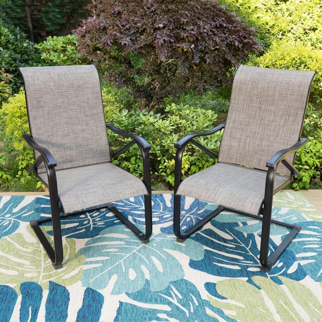 MFSTUDIO Patio Dining Chairs Set of 2 - High Back Sling Outdoor Chairs Heavy Duty 300LBS Capacity - Perfect for Backyard, Deck, Garden & Poolside Relaxation