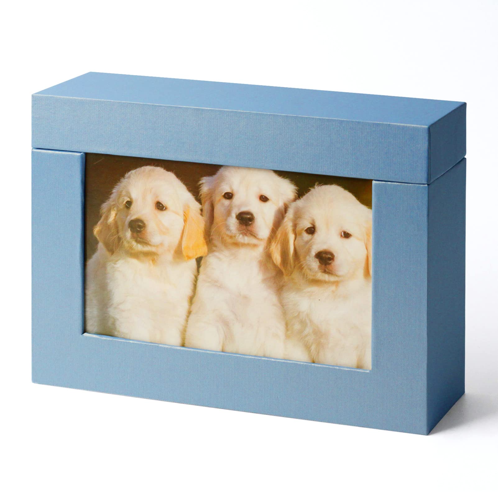 5x7 Cardboard Photo Storage Box - Organize Pictures, Family Photos & Postcards | Wedding Gift, Chocolate Gift Box | Perfect for Memory Keeping, Scrapbooking & Home Decor (Blue)