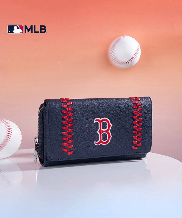 MLB Boston Red Sox Genuine Leather Wallet for Men - Premium Bifold Credit Card Holder - Perfect Gift for Baseball Fans & Game Day Essentials