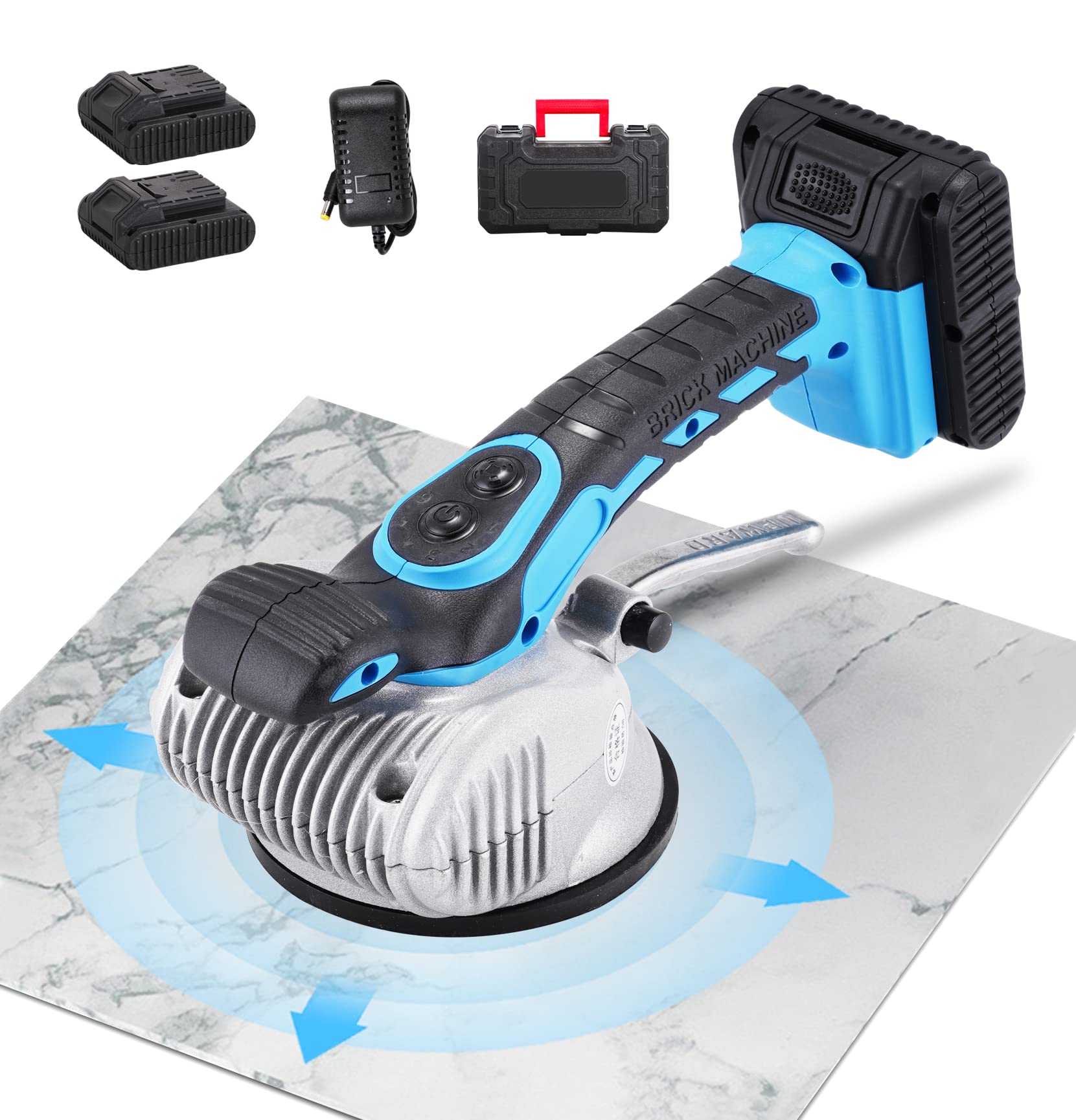 YJINGRUI 10000mAh Cordless Tile Vibrator - 18000 RPM, 6-Speed Handheld Tile Tiling Machine with Upgraded Lock Button & Li-Ion Battery - Perfect for Floor Tile Installation, Wall Tiling & DIY Home Renovation Projects