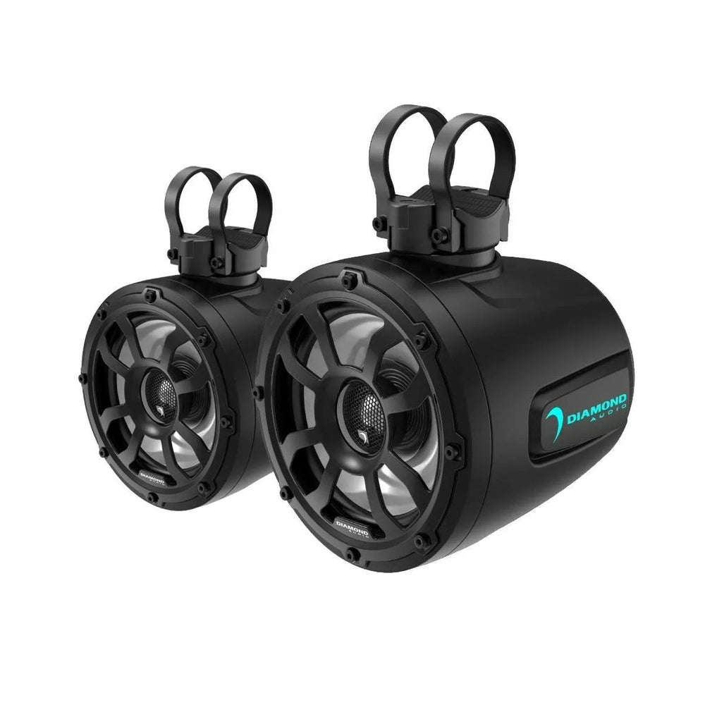 Diamond Audio POD65F4B 6.5 Inch 2-Way Marine Tower Speakers - 300W Peak (150W RMS) 4 Ohm Waterproof Boat Speakers for Outdoor Boating, Pool Parties & Beach Adventures - Black