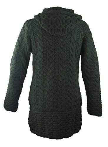 100% Irish Merino Wool Women's Long Hooded Coat with Pockets - Warm Winter Outerwear for Hiking, Travel & Everyday Fashion