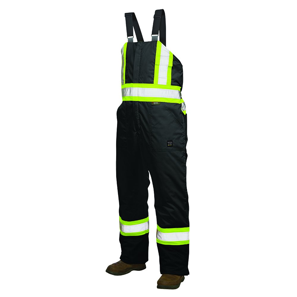 High Visibility Insulated Safety Overalls for Men - Black, XL - Ideal for Construction, Road Work & Winter Outdoor Jobs
