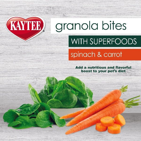 Kaytee Granola Bites with Superfoods - Spinach & Carrot Flavored Healthy Treats for Small Pets - Perfect for Hamsters, Rabbits & Guinea Pigs - Snack Time & Training Rewards