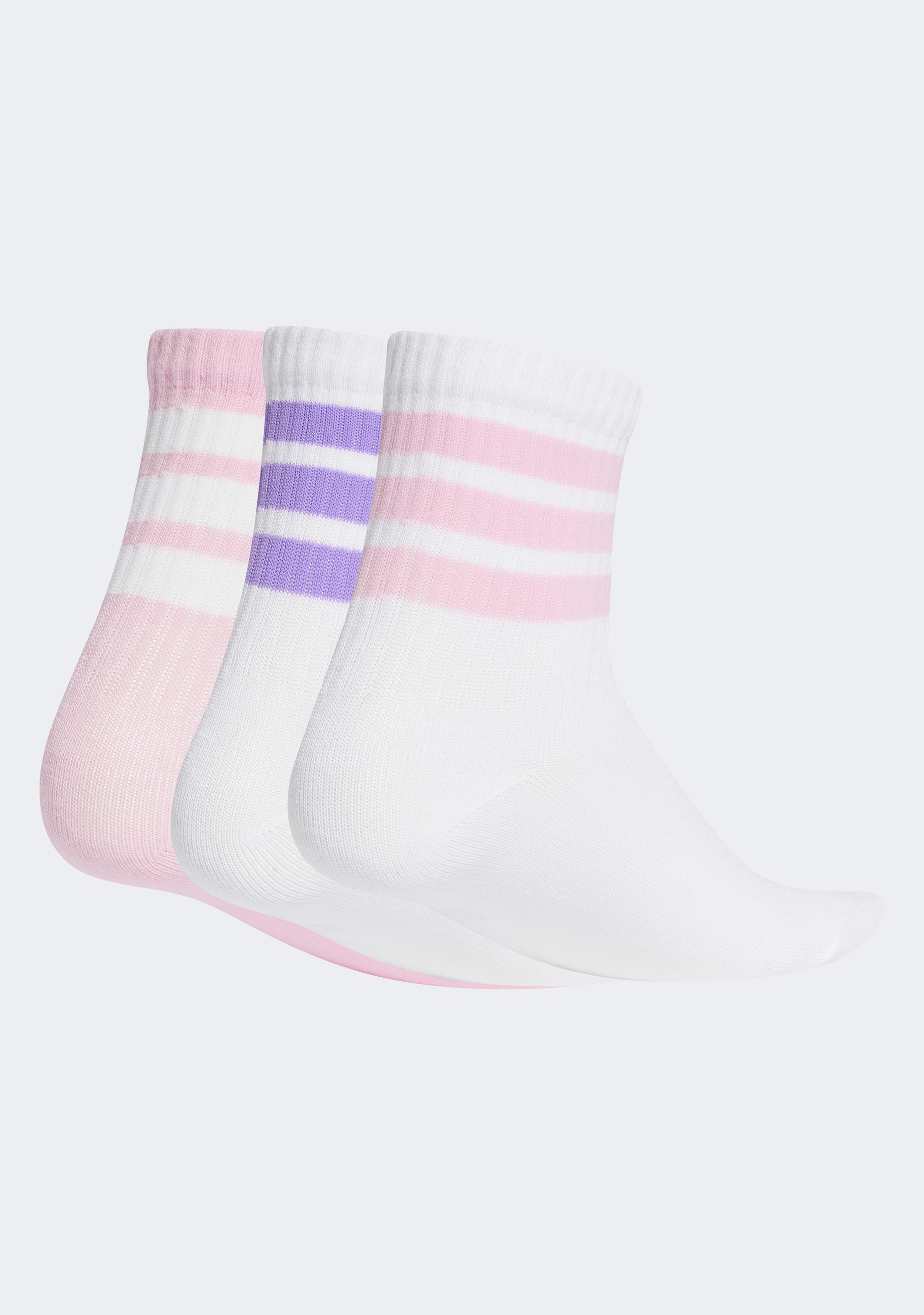 Adidas Kids' 3 Pack Rib Crew Socks - Soft Cotton Ankle Socks for Boys & Girls - Comfortable Athletic Socks for School, Sports & Everyday Wear