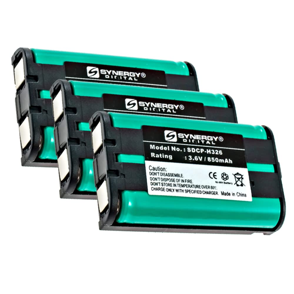 Synergy Digital Rechargeable Ni-MH 3.6V 850mAh Cordless Phone Batteries - 3 Pack Compatible with Panasonic KX-FG5213 - Perfect for Home & Office Use, Long-Lasting Power for Cordless Phones