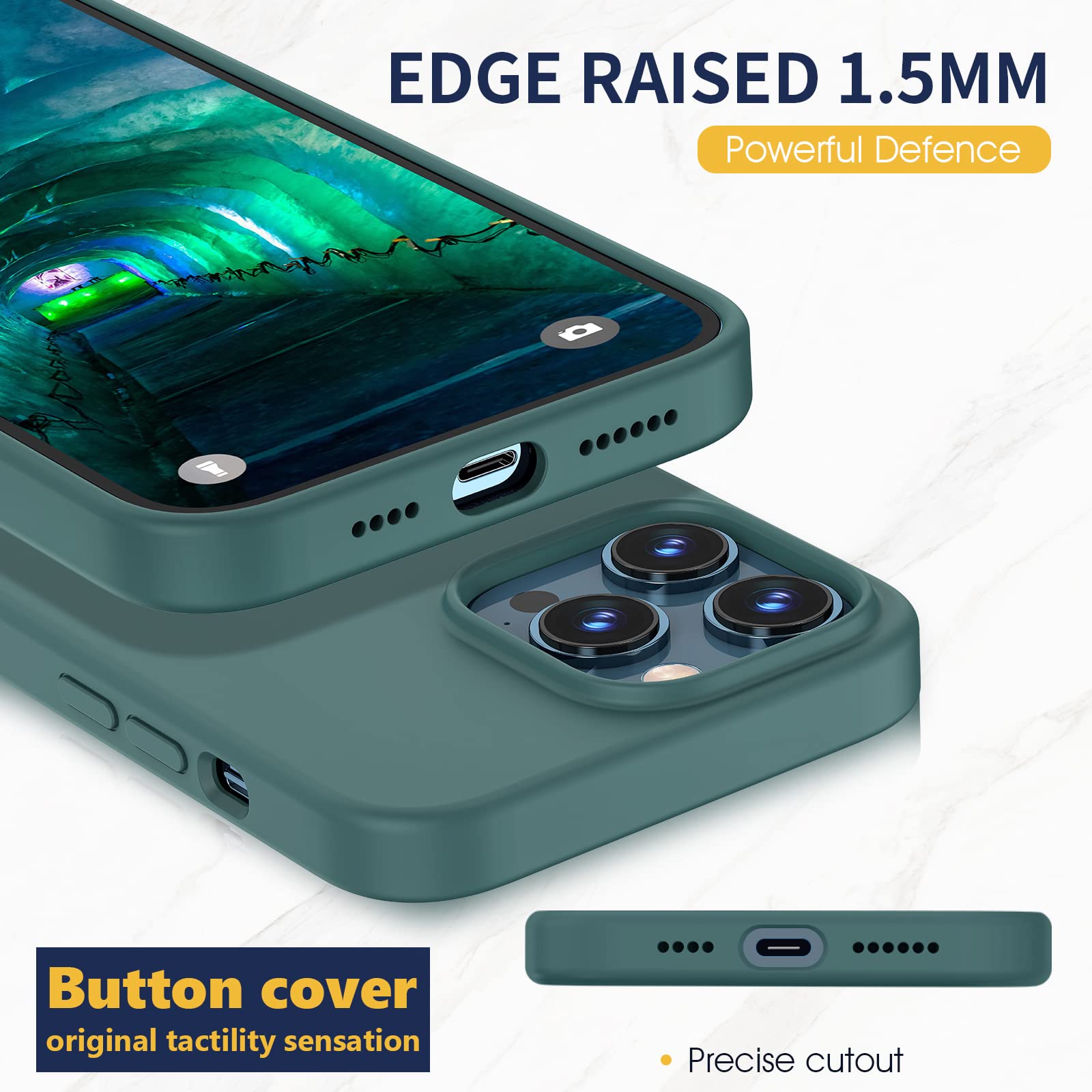MILPROX Magnetic Liquid Silicone Case for iPhone 14 Pro Max (6.7 inch 2022) - Shockproof Protective Cover with Strong Grip, Anti-Scratch & Drop Protection - Pine Green - Perfect for Daily Use, Travel & Outdoor Activities