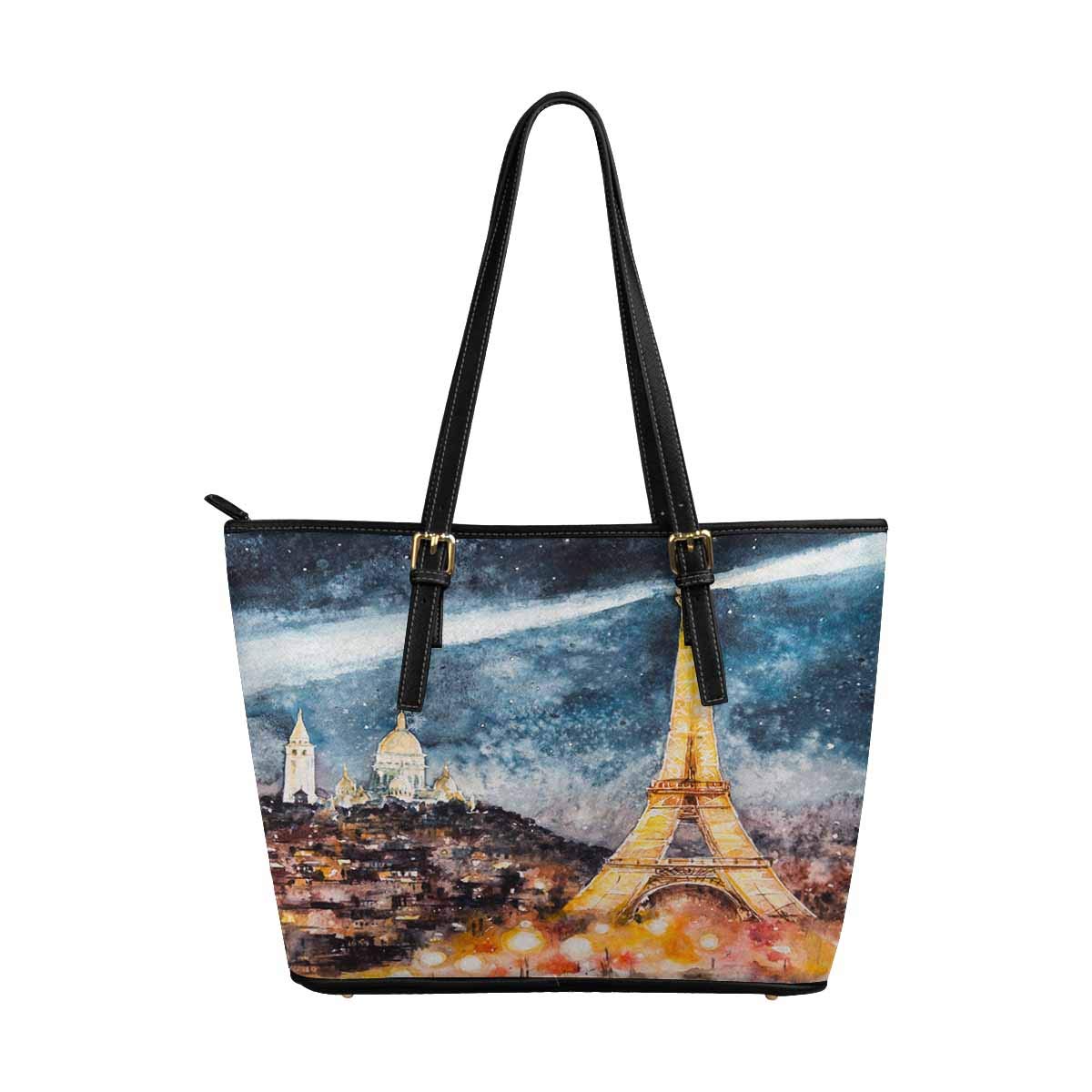 Stylish New York Las Vegas & Paris Themed Leather Tote Shoulder Bags for Women - Fashionable Handbags for Work, Travel & Everyday Use