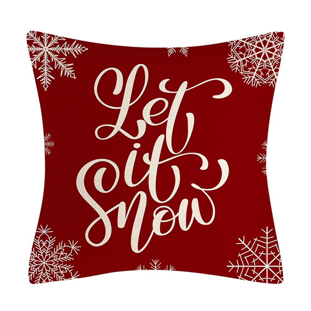 18×18 Inch Christmas Linen Pillow Covers - Decorative Throw Pillow Cases for Sofa, Bed & Living Room | Holiday Home Decor & Cozy Seasonal Accents