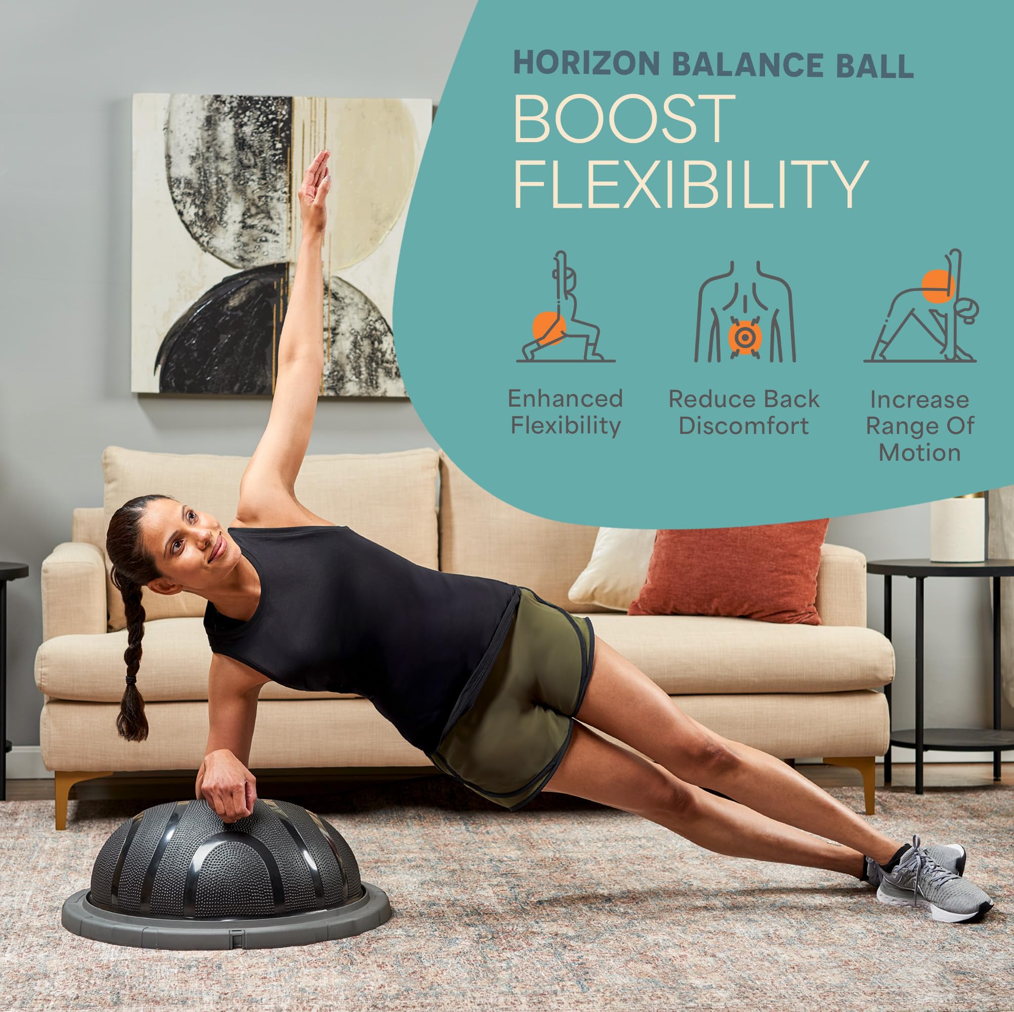 Lifepro Half Balance Ball Trainer - Stability Exercise Ball for Core Workouts, Yoga, Pilates & Physical Therapy - Non-Slip Home Gym Equipment for Balance Training & Fitness - Perfect for Home, Office & Rehabilitation Centers