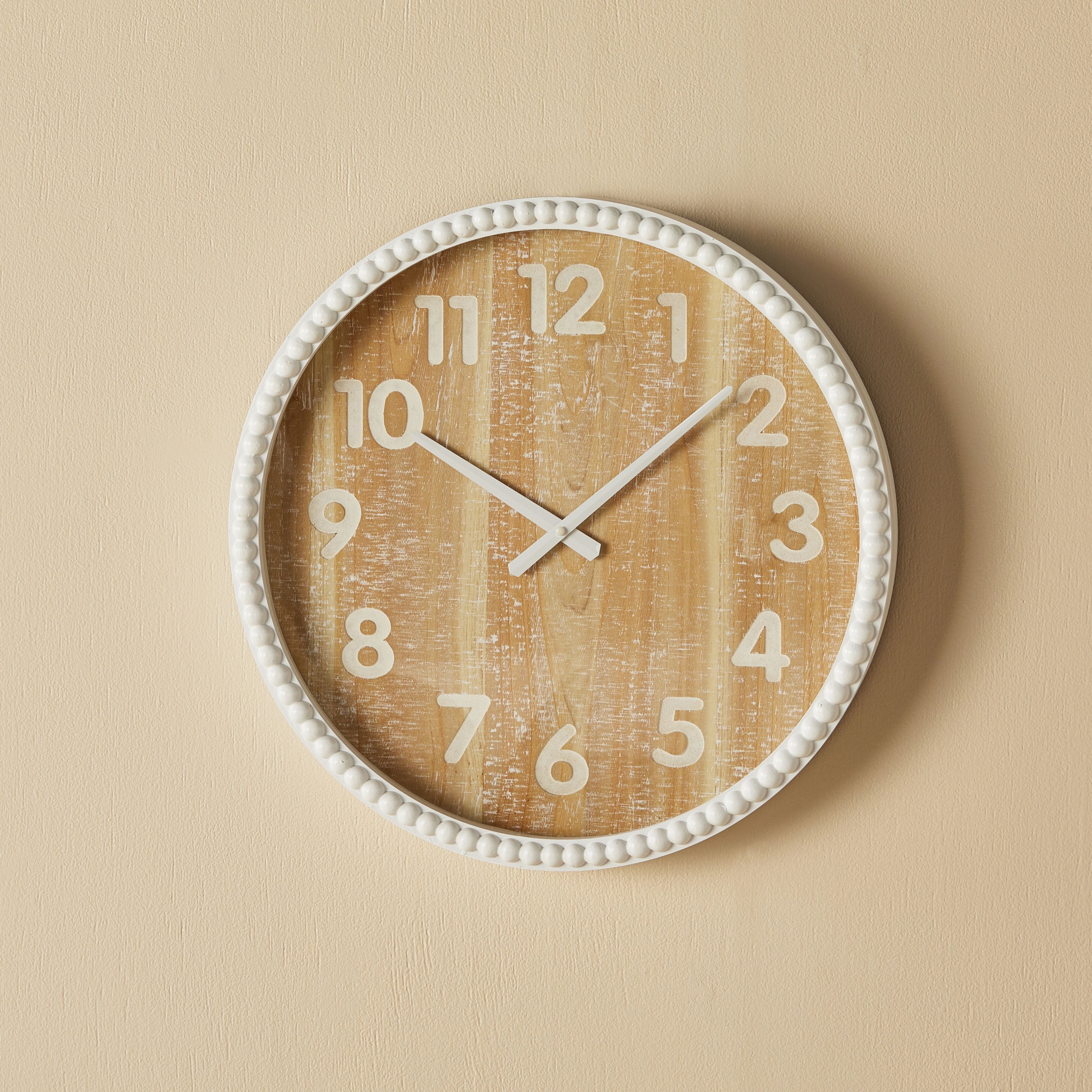 Stylish Bobble Wall Clock - White 50x50x6.5cm - Perfect for Living Room, Bedroom & Office Decor