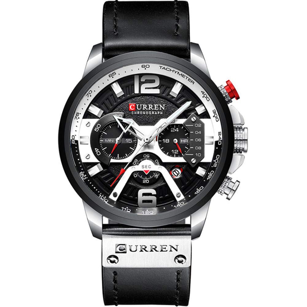 Men's Luxury Military Sport Watch - Blue Leather Strap Chronograph Wristwatch for Casual & Outdoor Activities | Perfect for Hiking, Running, and Everyday Wear