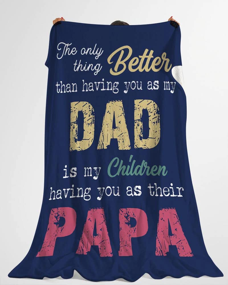 Custom Personalized Fleece Sherpa Blanket Gift for Grandpa - Kids Names Engraved - Father's Day Present for Papa - Cozy Sofa & Couch Throw - Perfect for Family Movie Nights & Grandparent Bonding Time