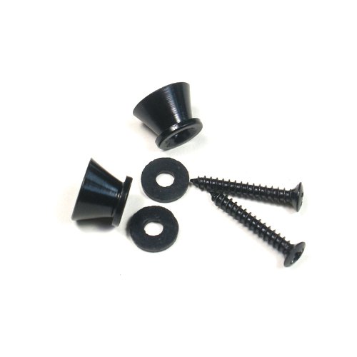 Premium Guitar Strap Buttons with Screws & Washers - Heavy Duty Black Strap Pins for Electric/Acoustic Guitars (C40) | Perfect for Live Performances, Studio Recording & Guitar Maintenance