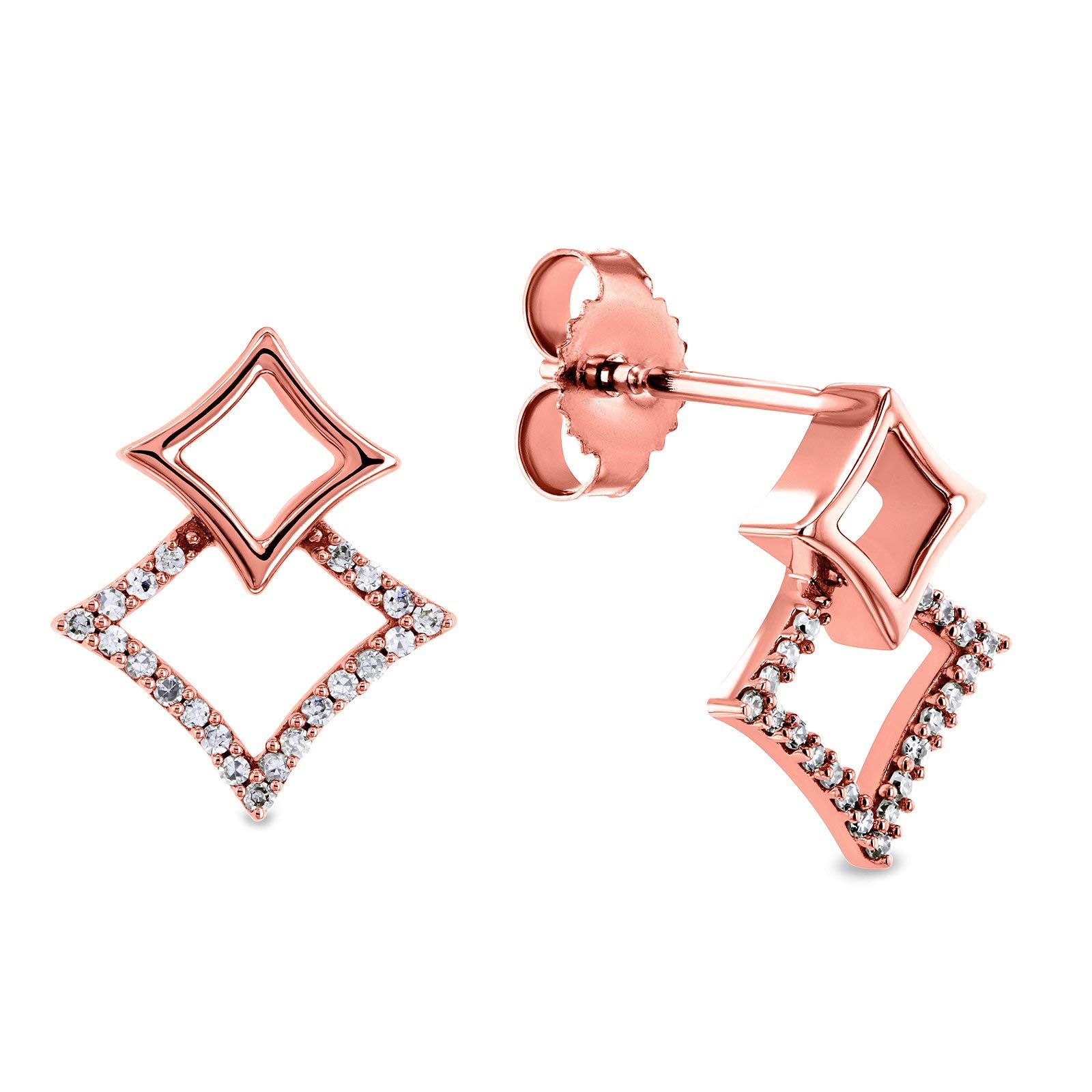 Kobelli 10k Gold Diamond Kite Stud Earrings for Women - Elegant Everyday Jewelry Gift for Anniversary, Birthday & Special Occasions