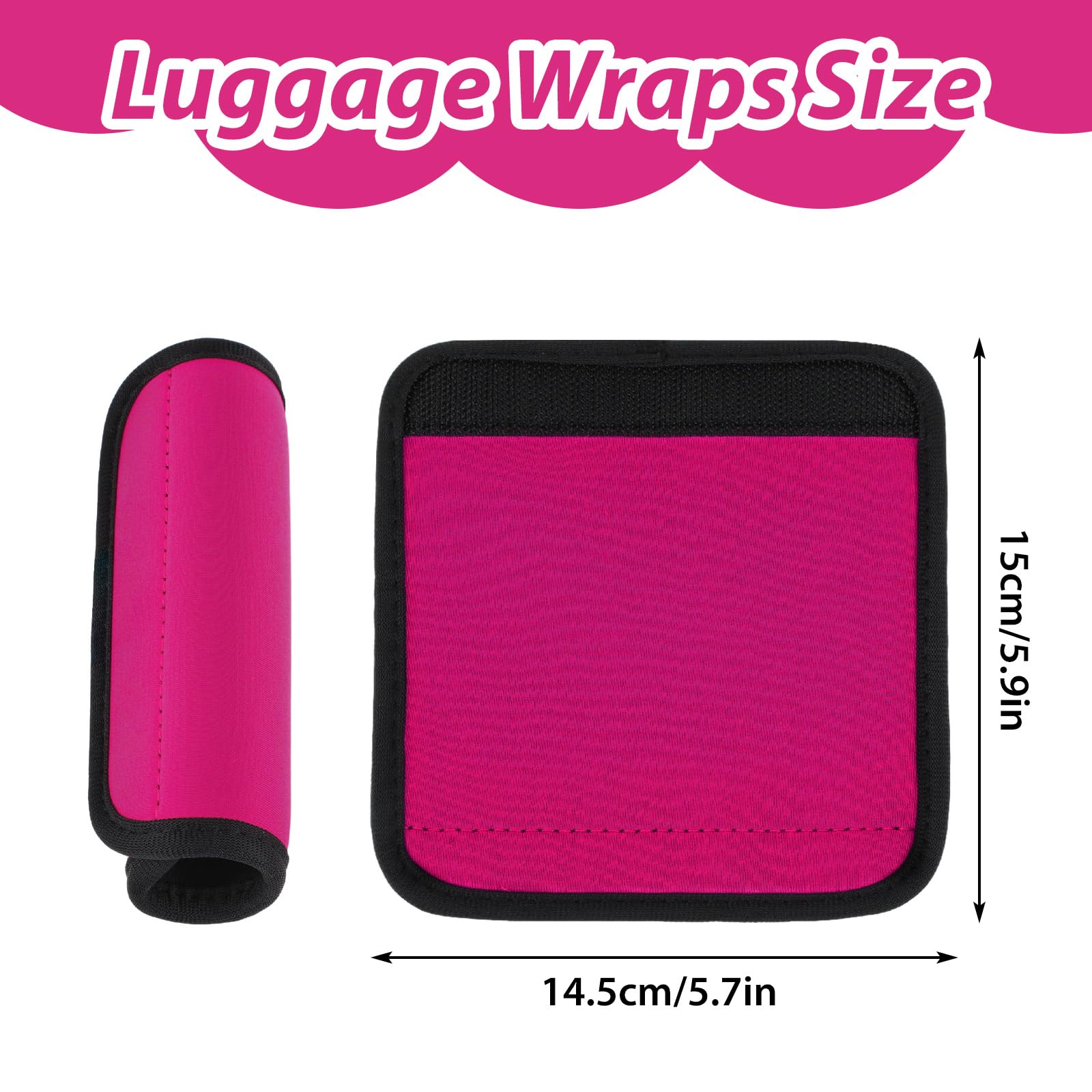2-Pack Rose Red Neoprene Luggage Handle Wraps for Suitcases - Soft Travel Essential Bag Handle Covers with Non-Slip Grip | Perfect for Airport Identification & Comfortable Carrying