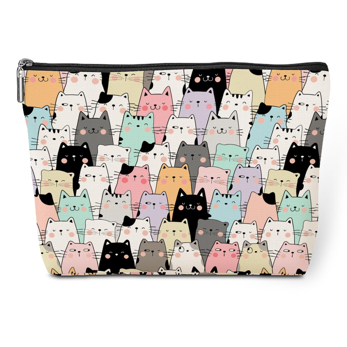 Stylish Kawaii Cat Makeup Bag - Cute Cat Lover Gift for Women & Girls - Perfect for Travel, Cosmetics & Toiletries - Great Christmas, Birthday Gift for Pet Owners, Daughters, Friends & Sisters