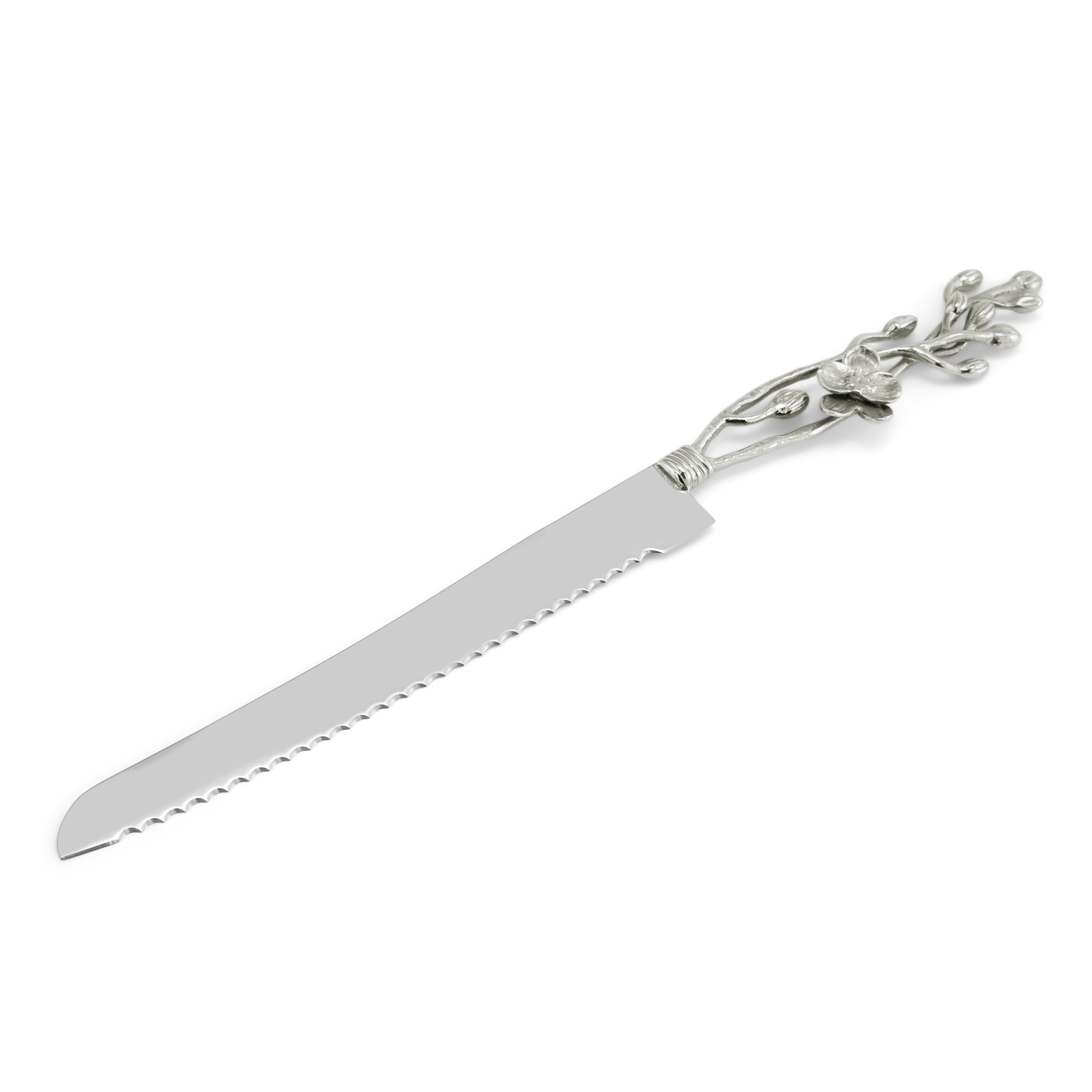 Premium White Orchid Bread Knife - Ultra Sharp Stainless Steel Blade for Slicing Bread, Cakes & Pastries - Perfect for Home Baking, Restaurants & Cafes