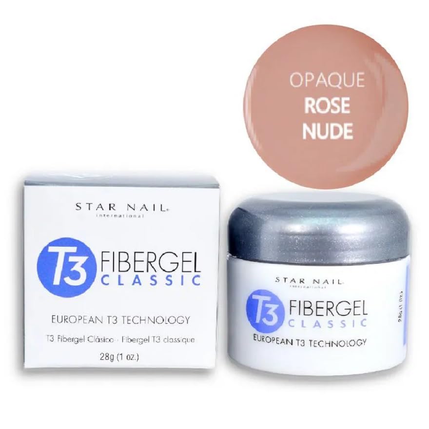 T3 European Fibergel Opaque Rose Nude 1 oz - Natural-Looking False Nail Builder Gel for DIY Manicures & Salon-Quality Nail Extensions at Home
