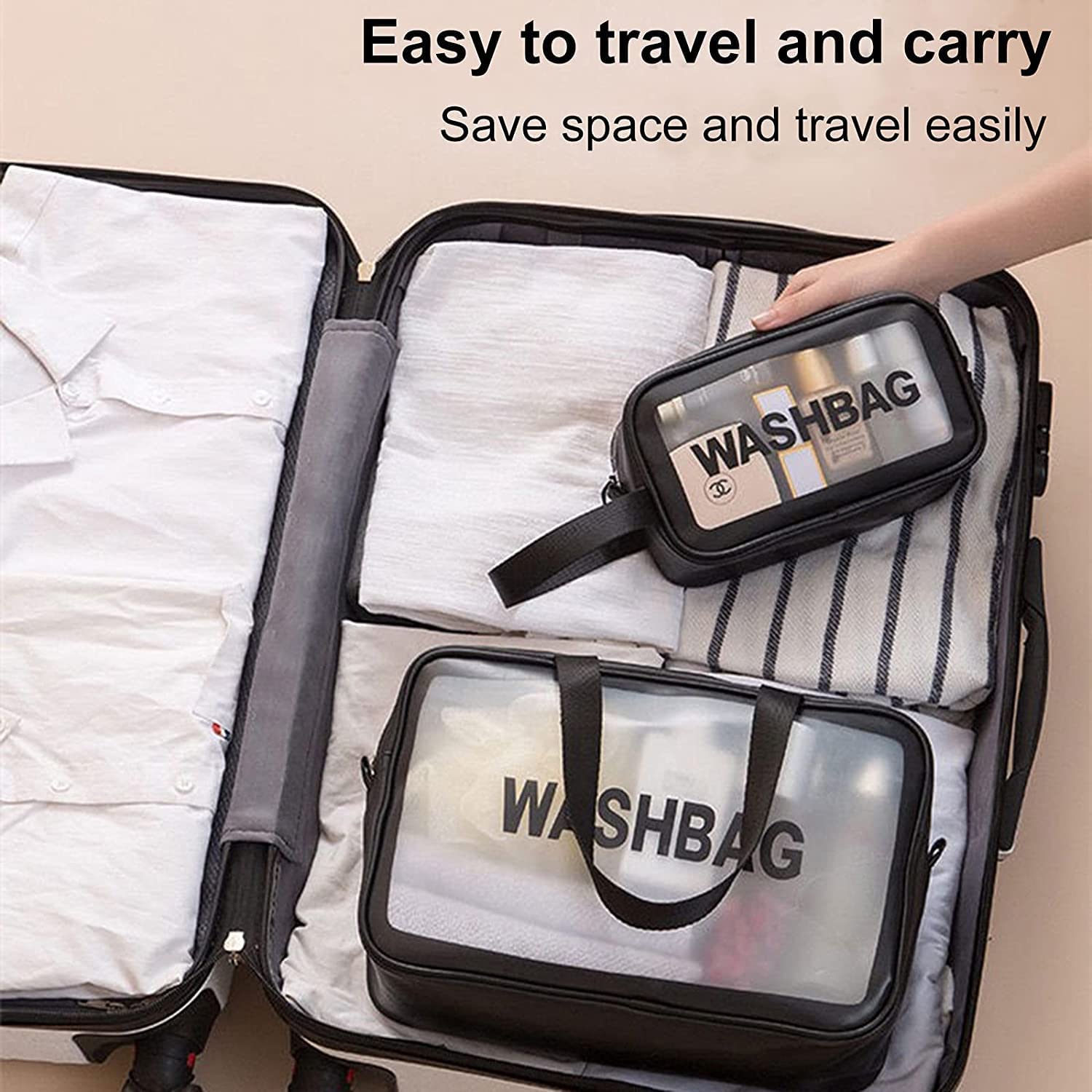 Multipurpose Cosmetic Organizer Bag for Women & Girls - Travel Makeup Pouch Set of 3 (Black) | Perfect for Travel, Gym, and Daily Essentials Storage