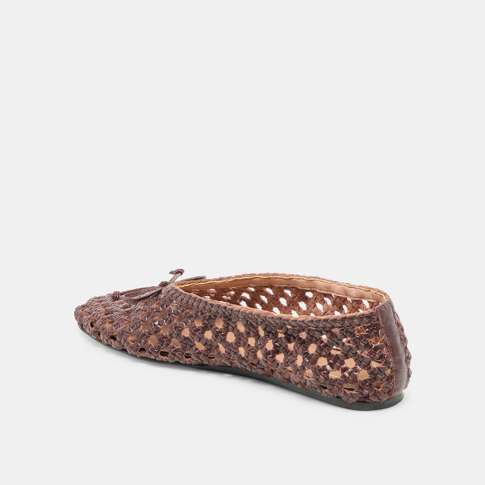 EDDA Women's Brown Woven Leather Ballet Flats - Comfortable Slip-On Shoes for Work, Travel & Casual Outfits