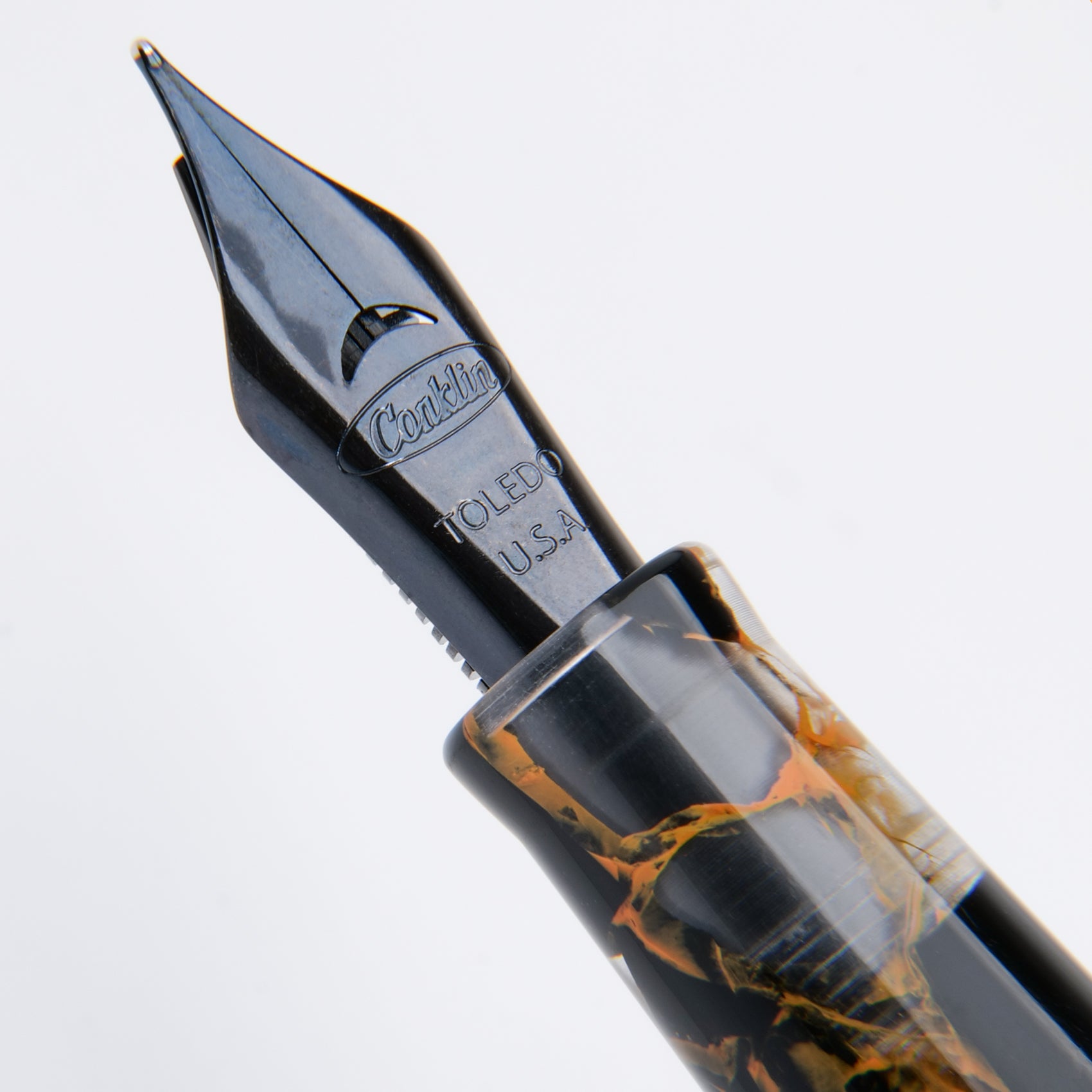 Conklin Mark Twain Crescent Filler Fountain Pen - Orange Medley Fine Nib Luxury Writing Instrument for Calligraphy, Journaling & Gift Giving