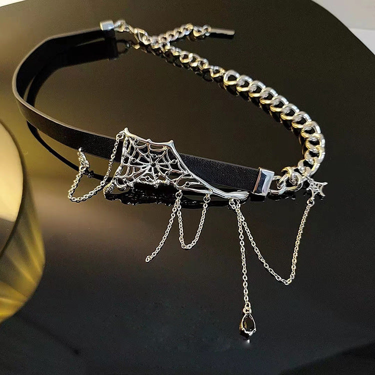 Spider Serpent Black Leather Choker Necklace Punk Gothic Collar for Women & Men | HN1872 | Perfect for Halloween, Cosplay, and Gothic Fashion Accessories