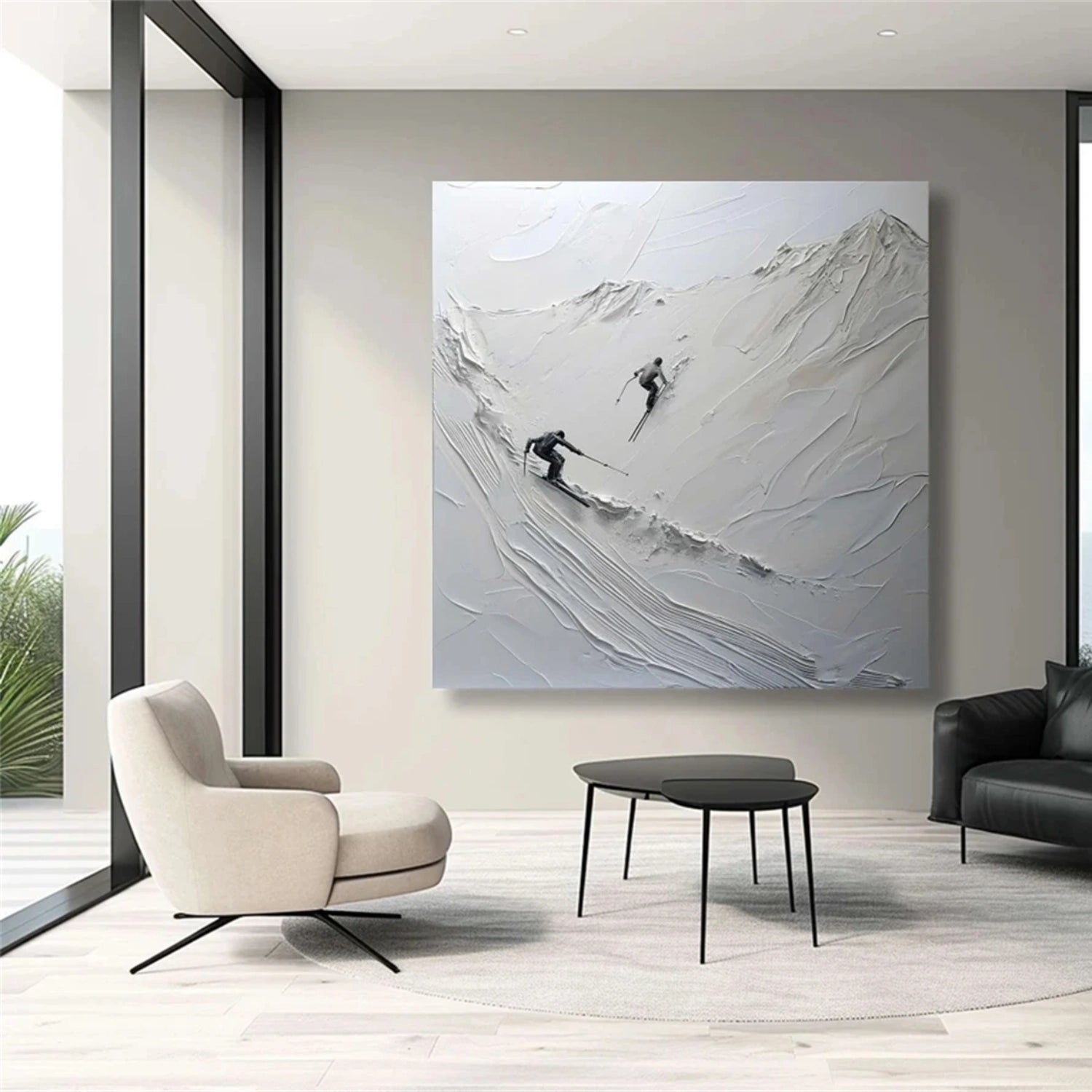 Premium Skiing Sport Art Textured Painting Canvas Wall Decor #SP047 - Perfect for Living Room, Bedroom & Ski Lodge Decor