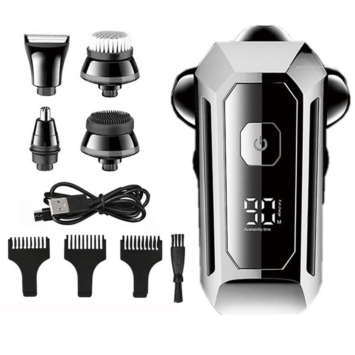 5-in-1 Rechargeable Electric Razor for Men - 6 Blade Beard Trimmer & Bald Shaver with Precision Grooming Kit | Perfect for Travel, Home Use & Professional Grooming