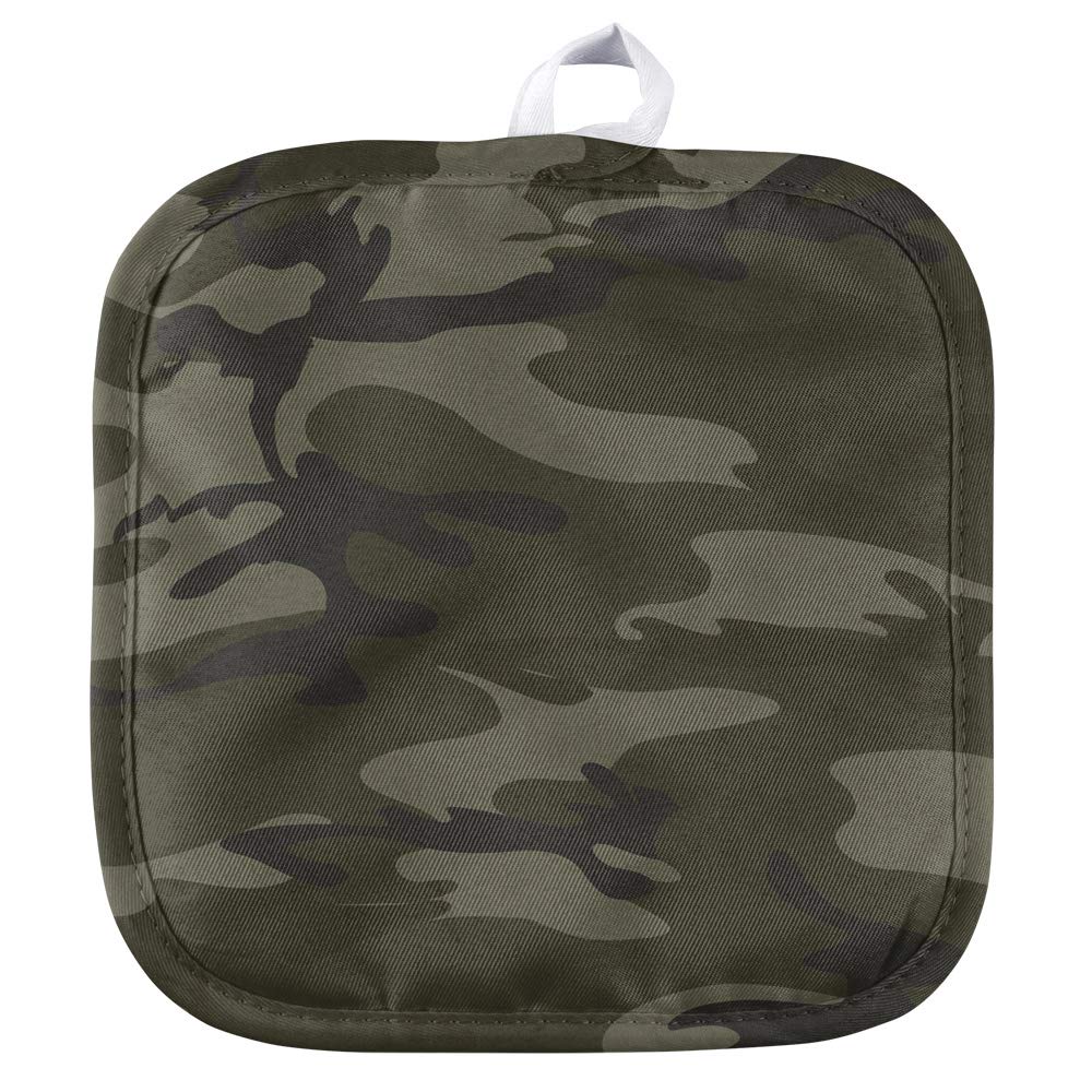 Heat-Resistant Green Camouflage Pot Holder Set - Perfect for Indoor Cooking, Outdoor BBQ & Camping - Oven Mitt & Kitchen Accessories for Grilling, Baking & Picnics