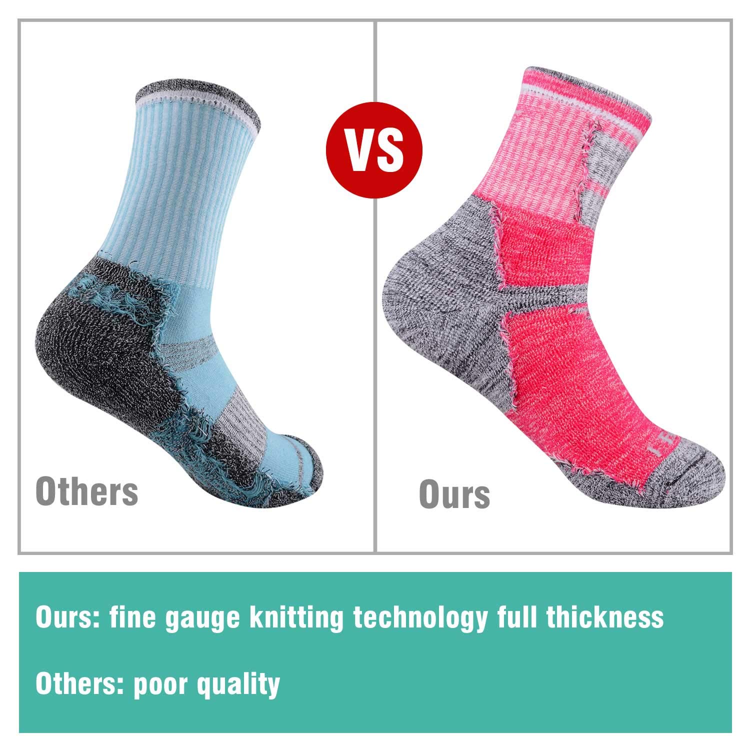 FEIDEER Women's Hiking Socks 6-Pack - Moisture Wicking Breathable Crew Socks for Walking, Outdoor Activities & Travel - Perfect for Hiking, Camping & Daily Wear