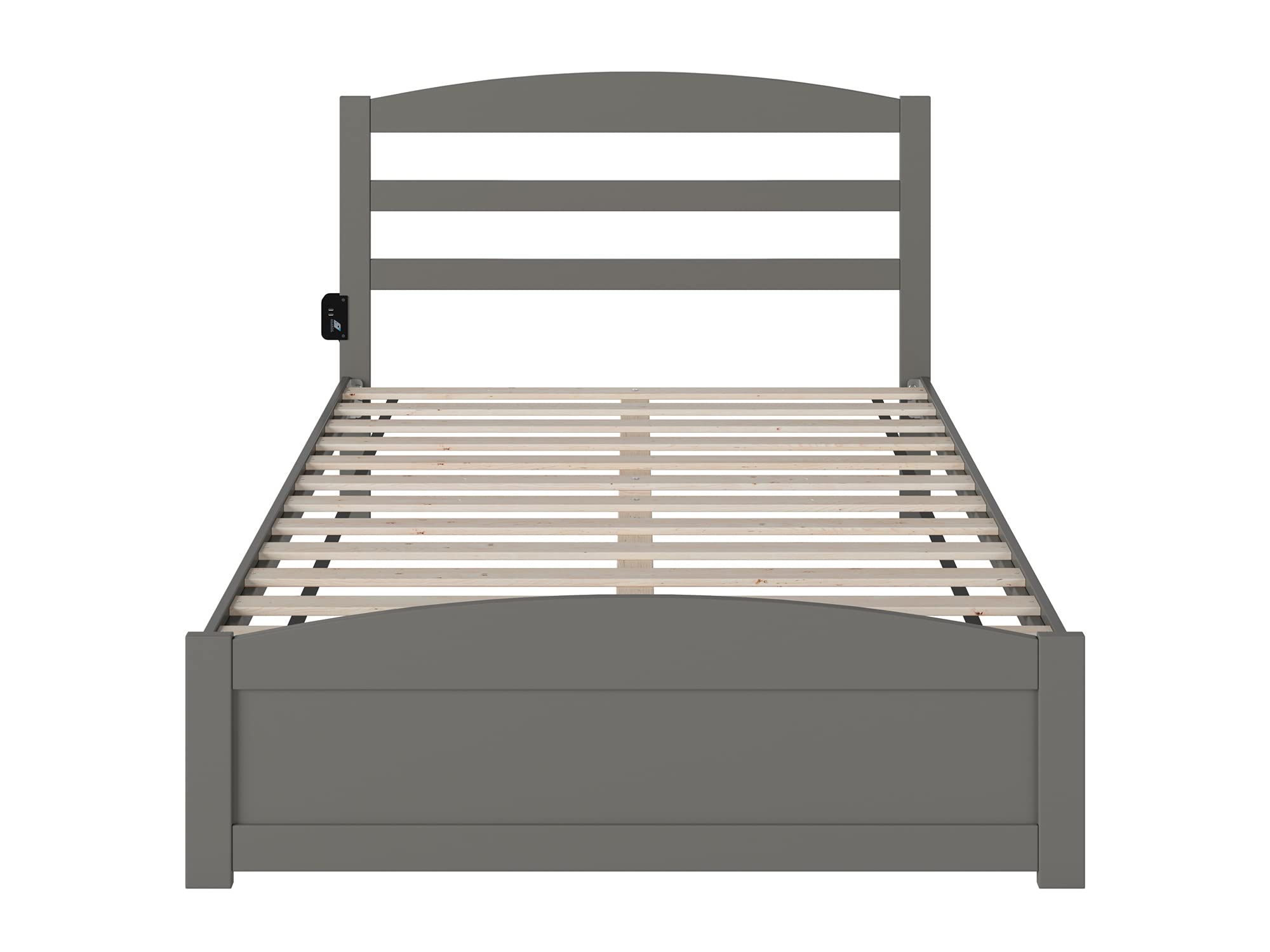 AFI Warren Full Size Platform Bed with Footboard & USB Charging Station - Modern Grey Wood Bed Frame for Master Bedroom, Guest Room, or Apartment