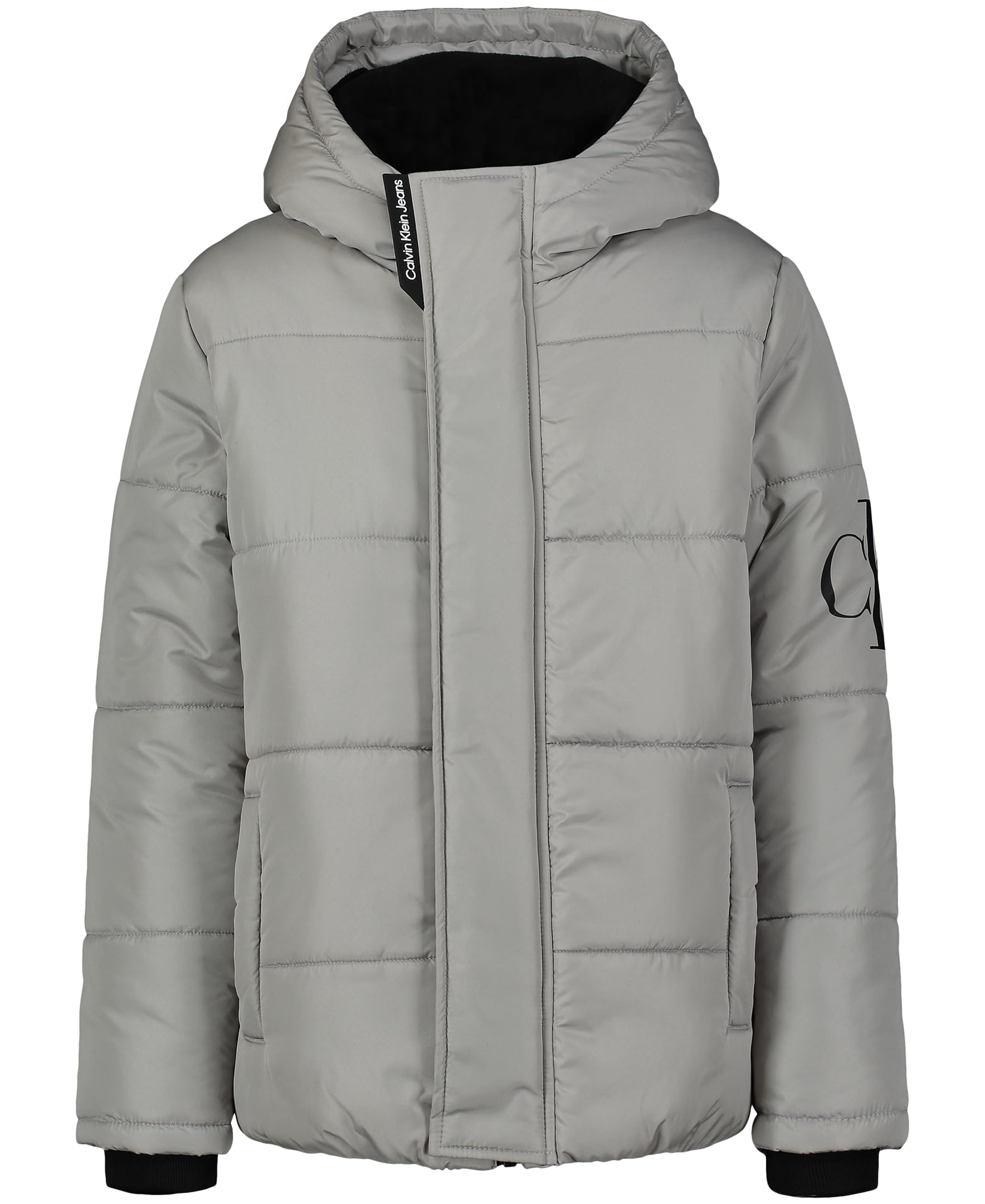 Calvin Klein Boys' Heavyweight Hooded Bubble Jacket with Polar Fleece Lining - Warm Winter Coat for Kids Outdoor Activities, School & Playtime