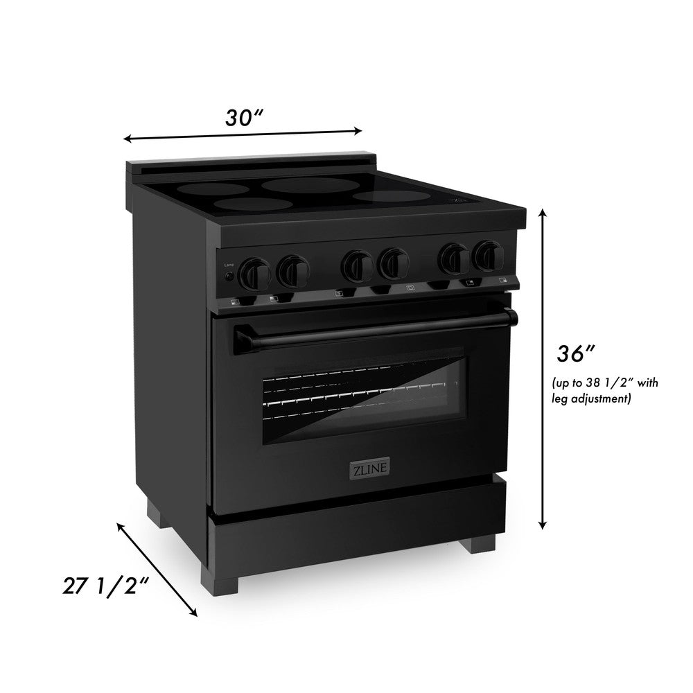 ZLINE 30 Inch 4.0 Cu Ft Black Stainless Steel Induction Range with 4 Element Cooktop & Electric Oven - Perfect for Modern Kitchens, Home Chefs & Entertaining (RAIND BS 30)