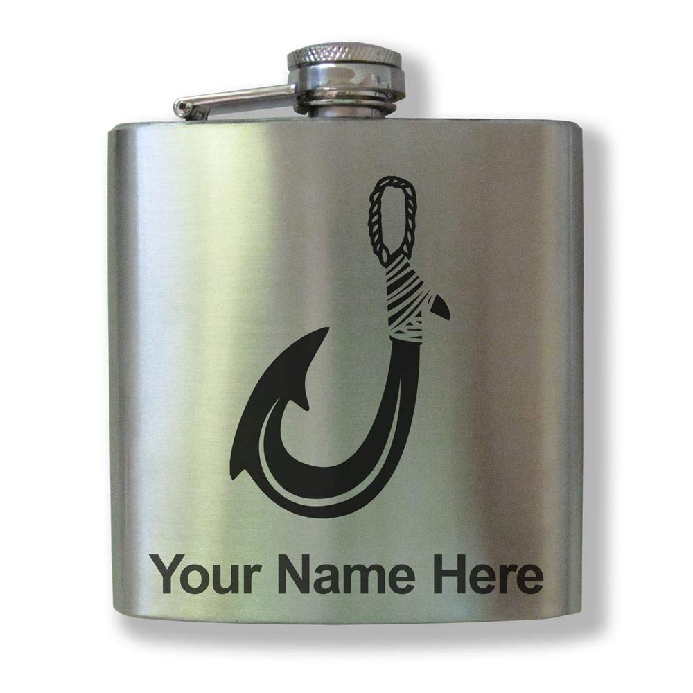 Premium Stainless Steel Flask with Hawaiian Fish Hook Design - Personalized Engraving Gift for Men & Women - Perfect for Outdoor Adventures, Camping, and Travel