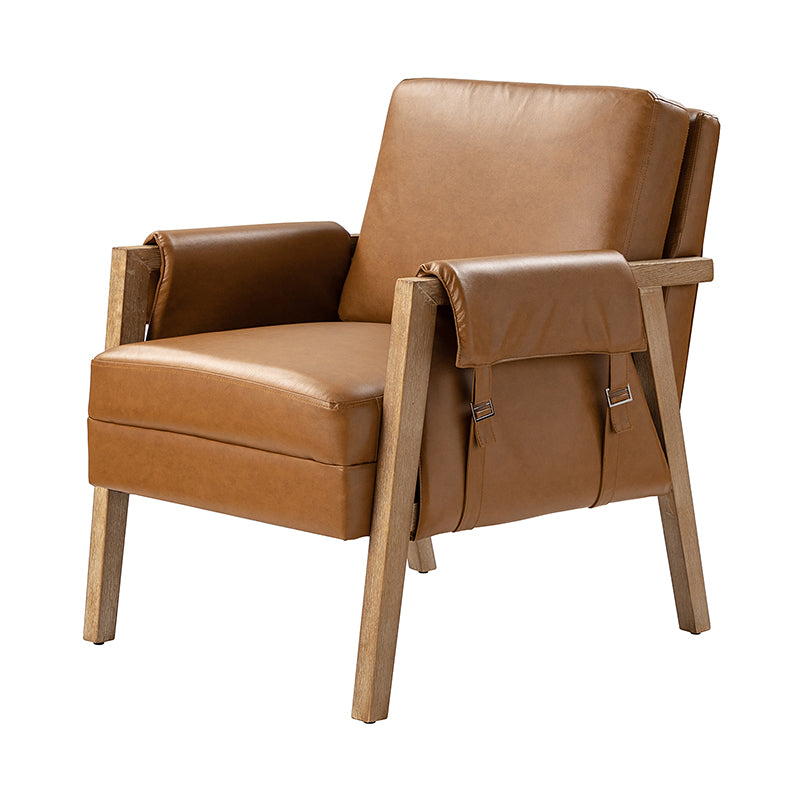 Kelly Vegan Leather Armchair - Modern PU Leather Accent Chair for Living Room, Bedroom & Office - Comfortable Mid-Century Style Lounge Chair with Sturdy Metal Legs - Perfect for Small Spaces, Apartments & Dorm Rooms