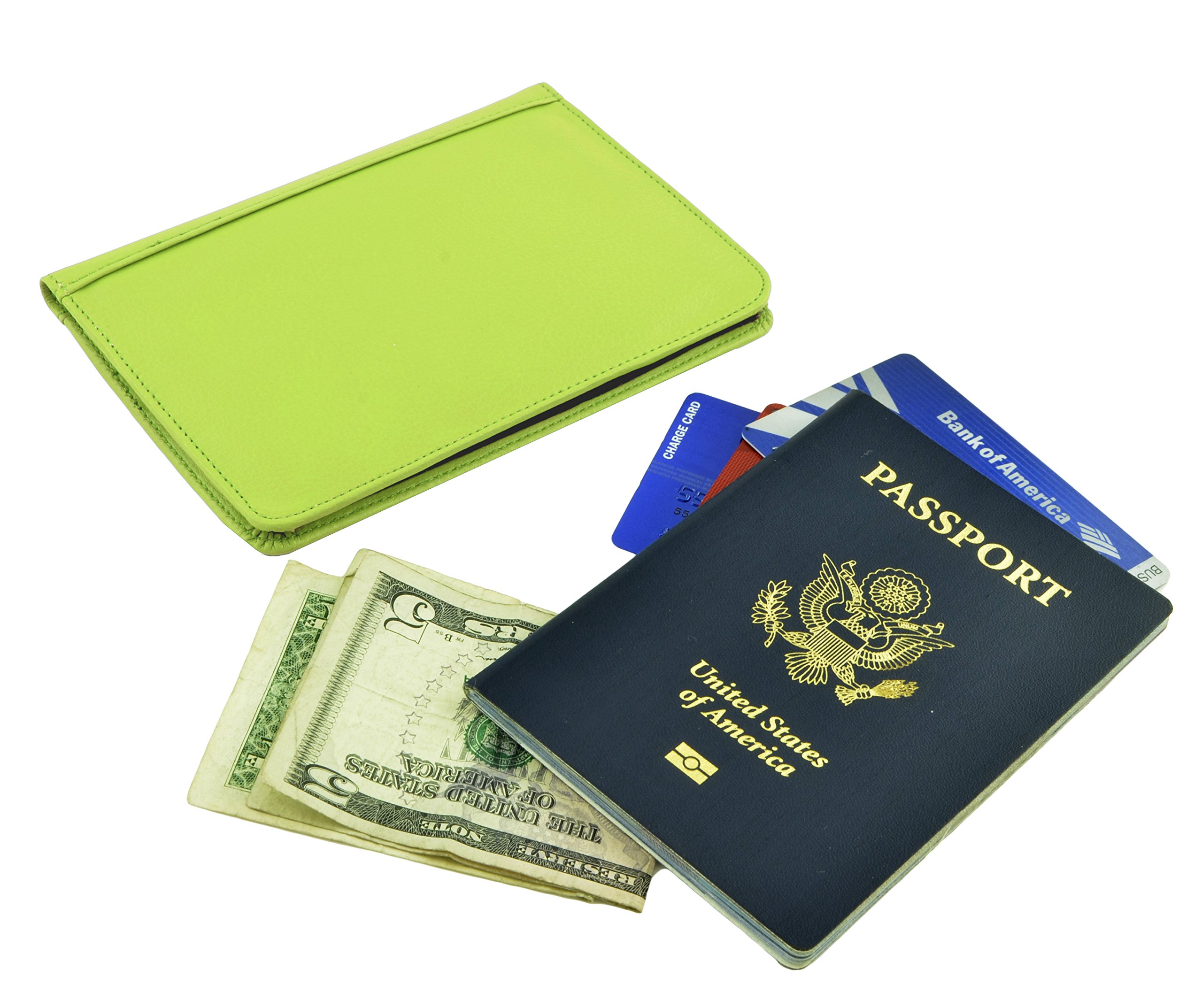 Belle Donne RFID Blocking Passport Holder Wallet - PU Leather Travel Document Cover with Secure ID Protection - Green Passport Organizer for Women & Men | Perfect for International Travel, Business Trips & Vacation Accessories