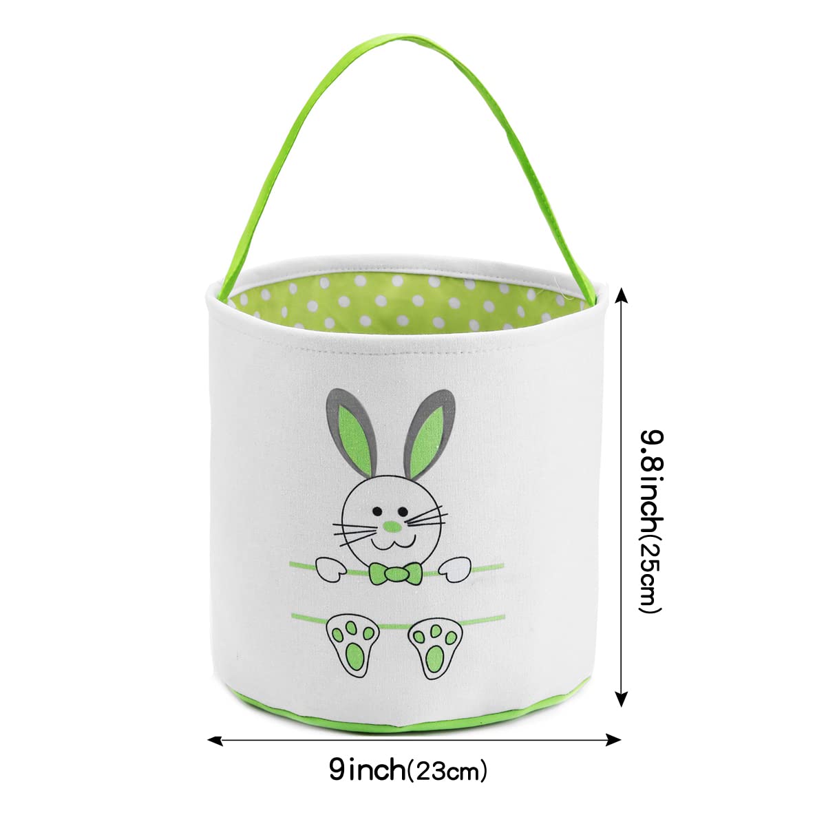 Personalized Easter Bunny Basket Bags for Kids - Cotton Canvas Easter Egg Hunt Bags with Cute Rabbit Print - Perfect for Easter Eggs, Candy & Gifts (Green) | Great for Easter Celebrations, Egg Hunts & Party Favors