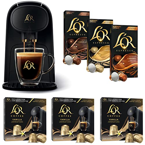 L'OR Barista System Coffee and Espresso Machine with 30 Vanilla & Espresso Pods - Perfect for Home, Office & Coffee Shop Use