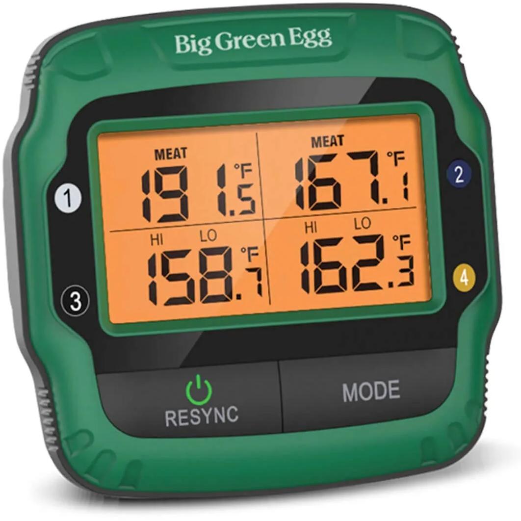 Big Green Egg 4-Probe Wireless Meat Thermometer 128003 - Premium BBQ Grill Smoker Temperature Monitor for Steak, Turkey, Chicken, Pork - Perfect for Outdoor Cooking, Backyard Grilling & Smoking