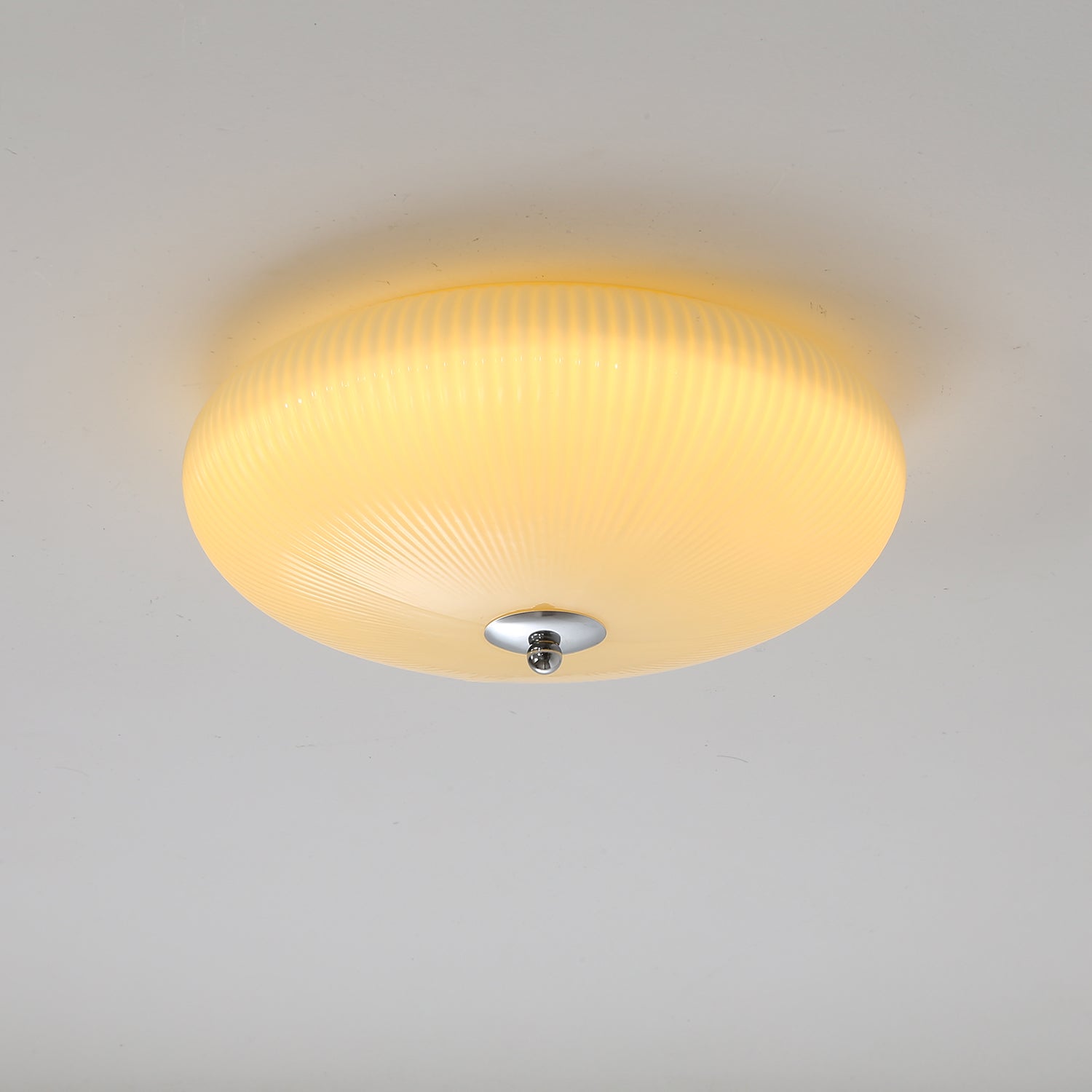 Ivory Ripple Ceiling Light Fixture - Modern Flush Mount Lighting for Bedroom, Living Room & Kitchen - Dimmable LED Chandelier with Crystal Accents